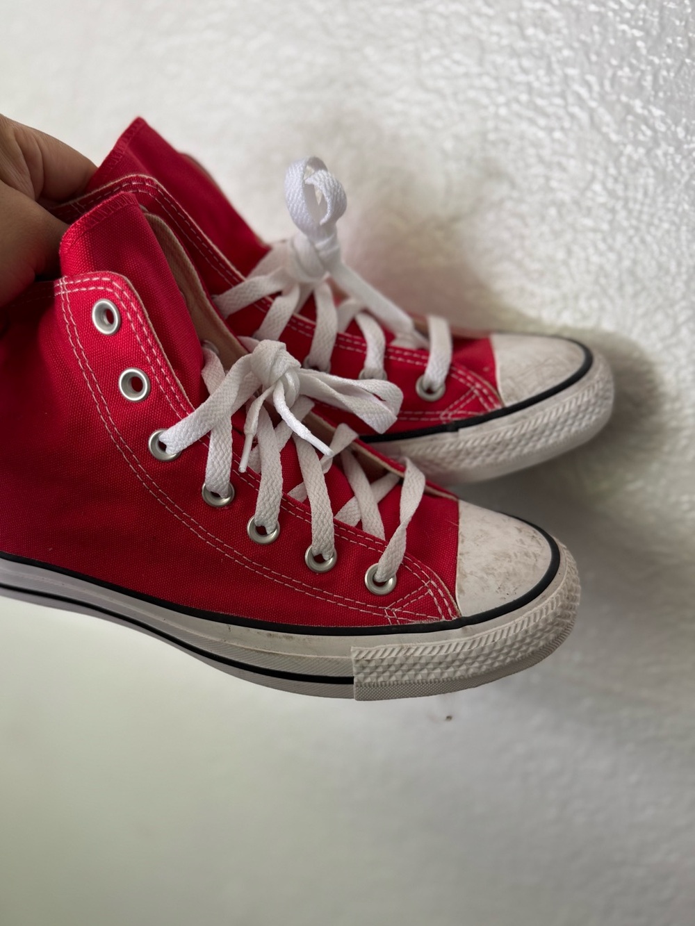 Converse Red and White High Top Sneakers